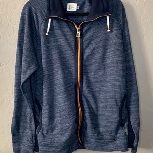 Howe Navy Zip Up Woven Sweater (L)
